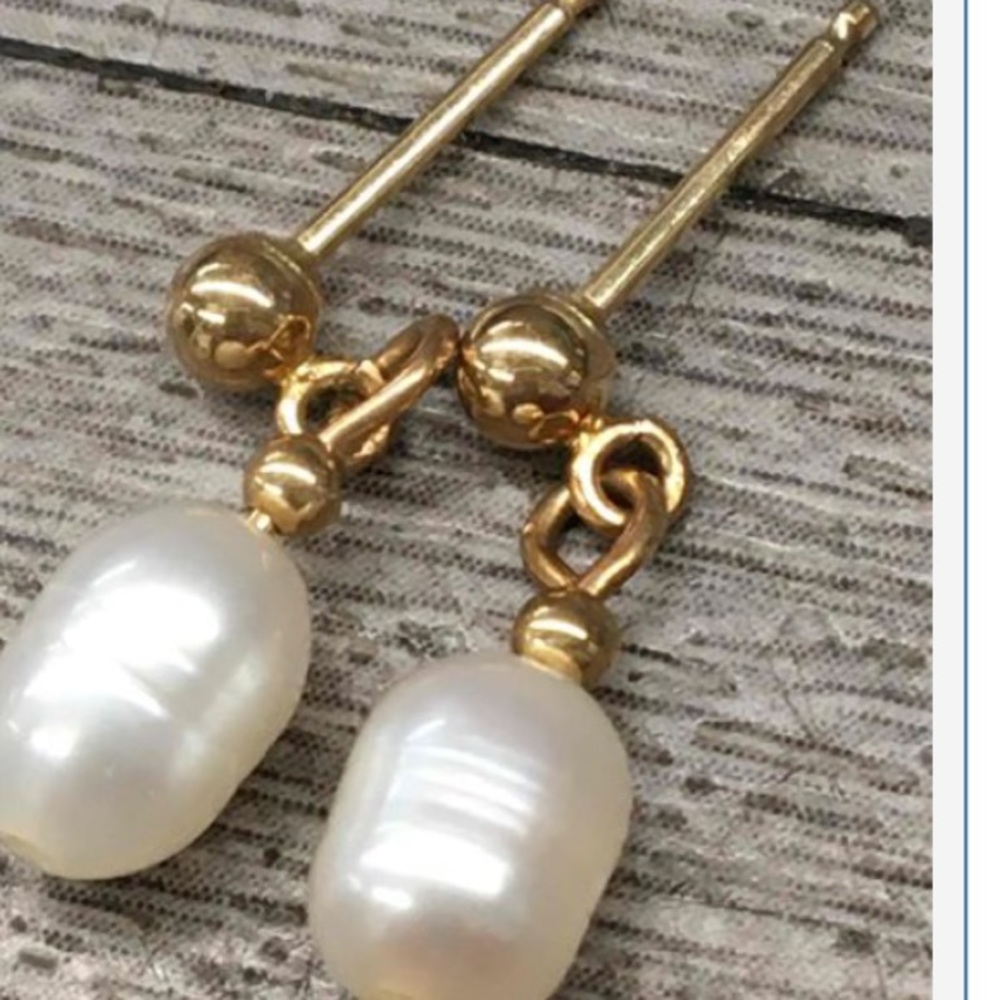 Gold and White Pearl Drop Earrings - Elegant Women’s Jewelry